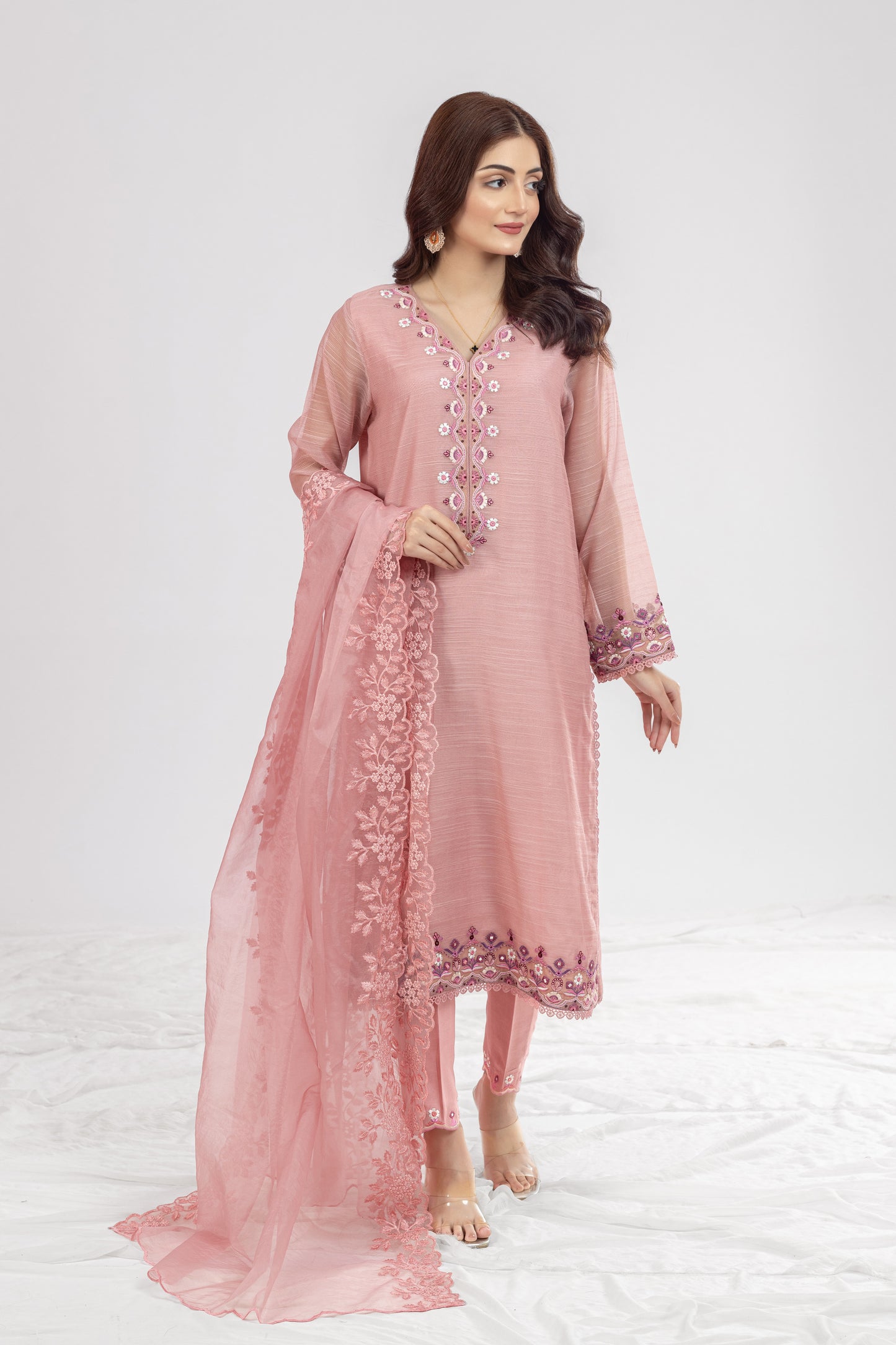SHIZA KHADDI NET SILK SHIRT WITH PANTS & DUPATTA AA-00765