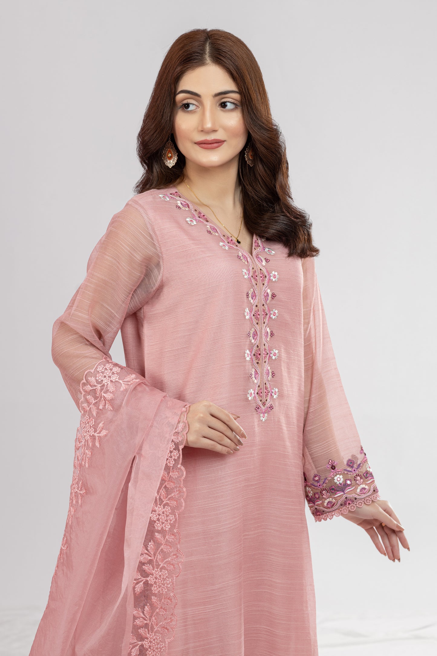 SHIZA KHADDI NET SILK SHIRT WITH PANTS & DUPATTA AA-00765