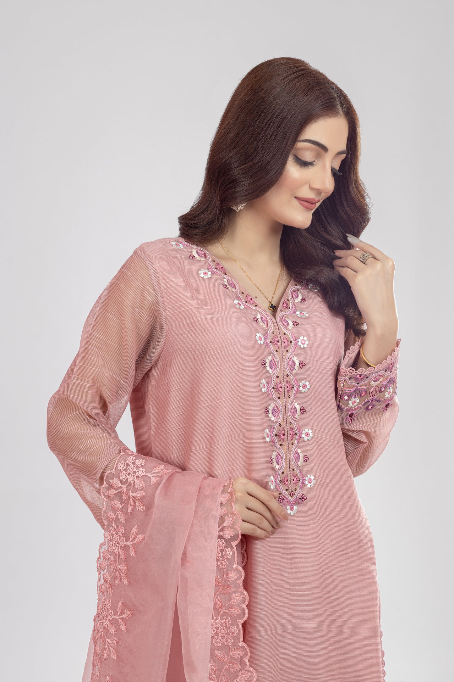 SHIZA KHADDI NET SILK SHIRT WITH PANTS & DUPATTA AA-00765
