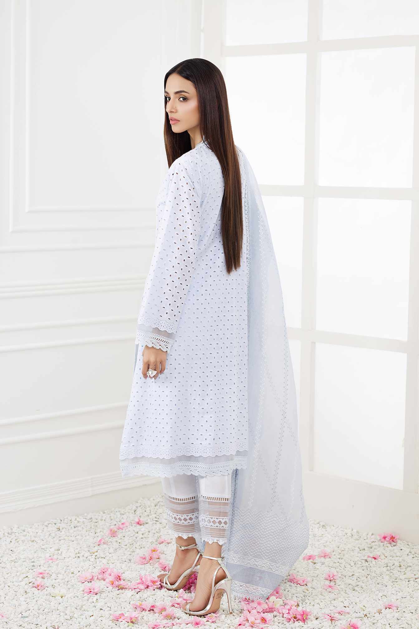 CORAL SHIRT WITH PANTS & DUPATTA AA-1028